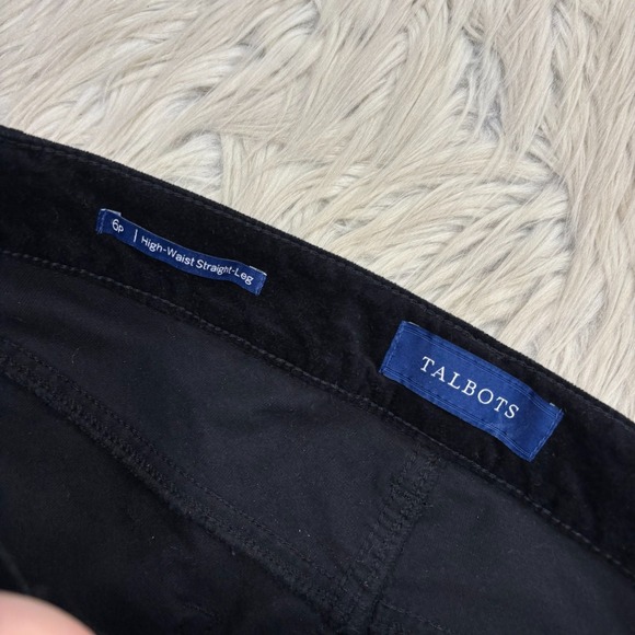 Talbots Women's 6P Black Velvet High Waist Straight Leg Pant Basic Classic - Picture 3 of 5